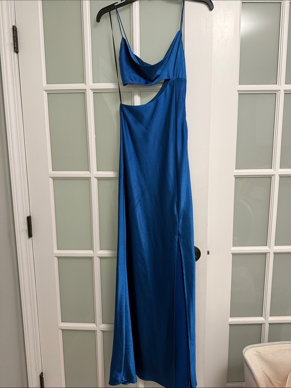 Royal Blue Satin Cutout Slip Dress